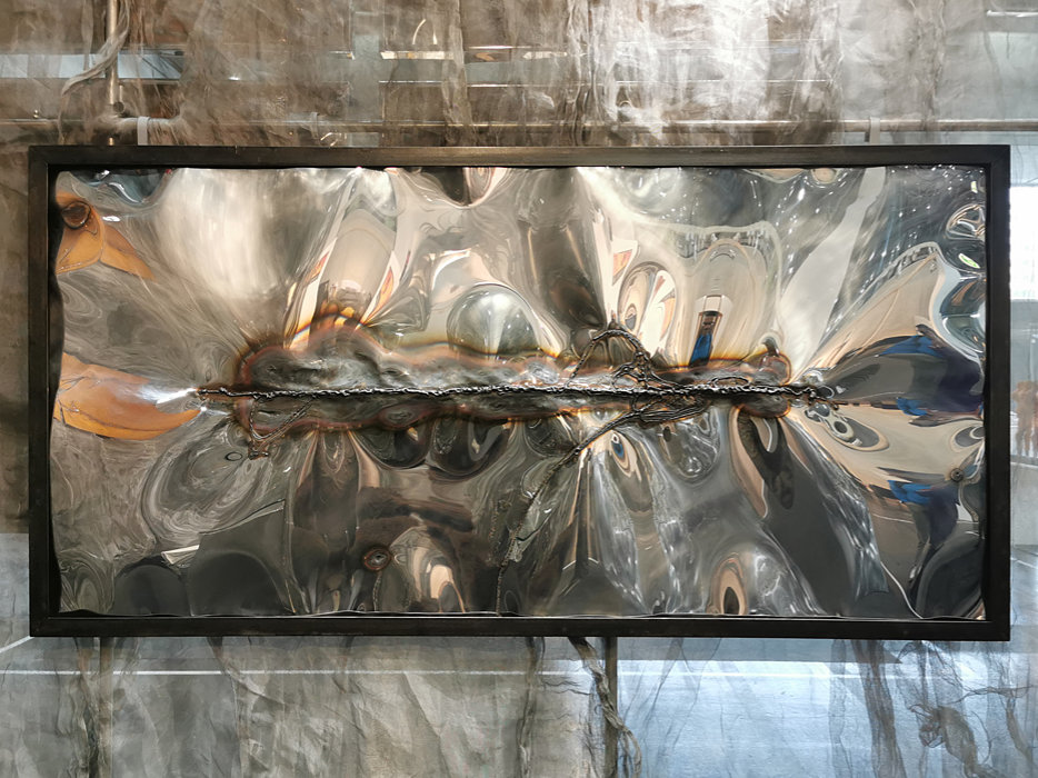 Artistic Wall Object of Polished Stainless Steel