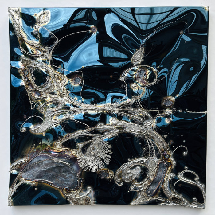 Blaues Wandbild: Subtile Interaktion N°3