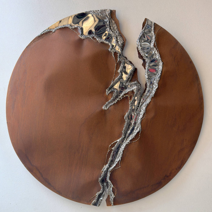 Rundes Metallbild: Serie "Freilegung"