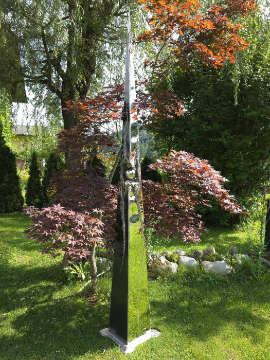 Moderne Garten-Skulptur aus Edelstahl geschweißt, Unikat vom Künstler