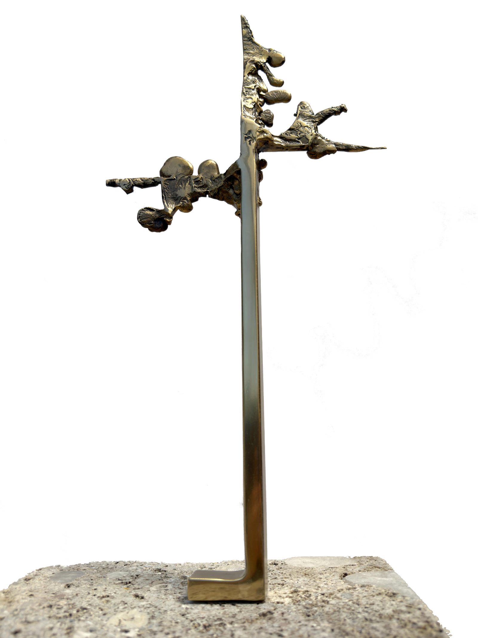 Abstract Cross of Welded Bronze, Modern Urn Grave Design
