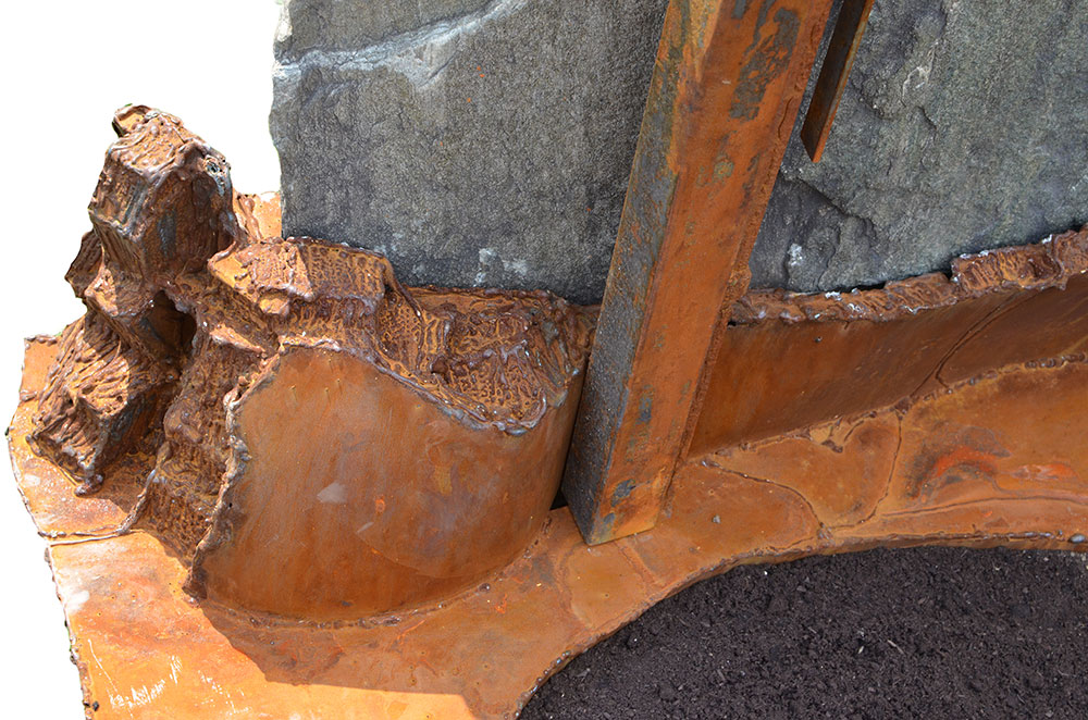 Scrap Metal Grave Cross, Corten Steel Grave Monument