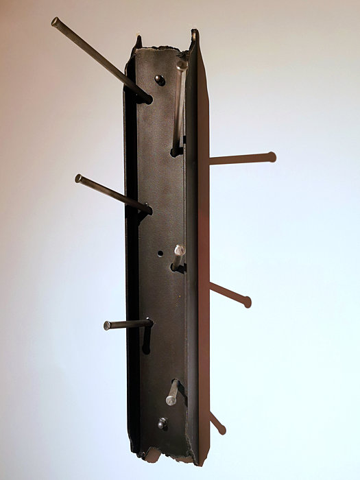 Steel Coat Hook Sculpture in Industrial Style