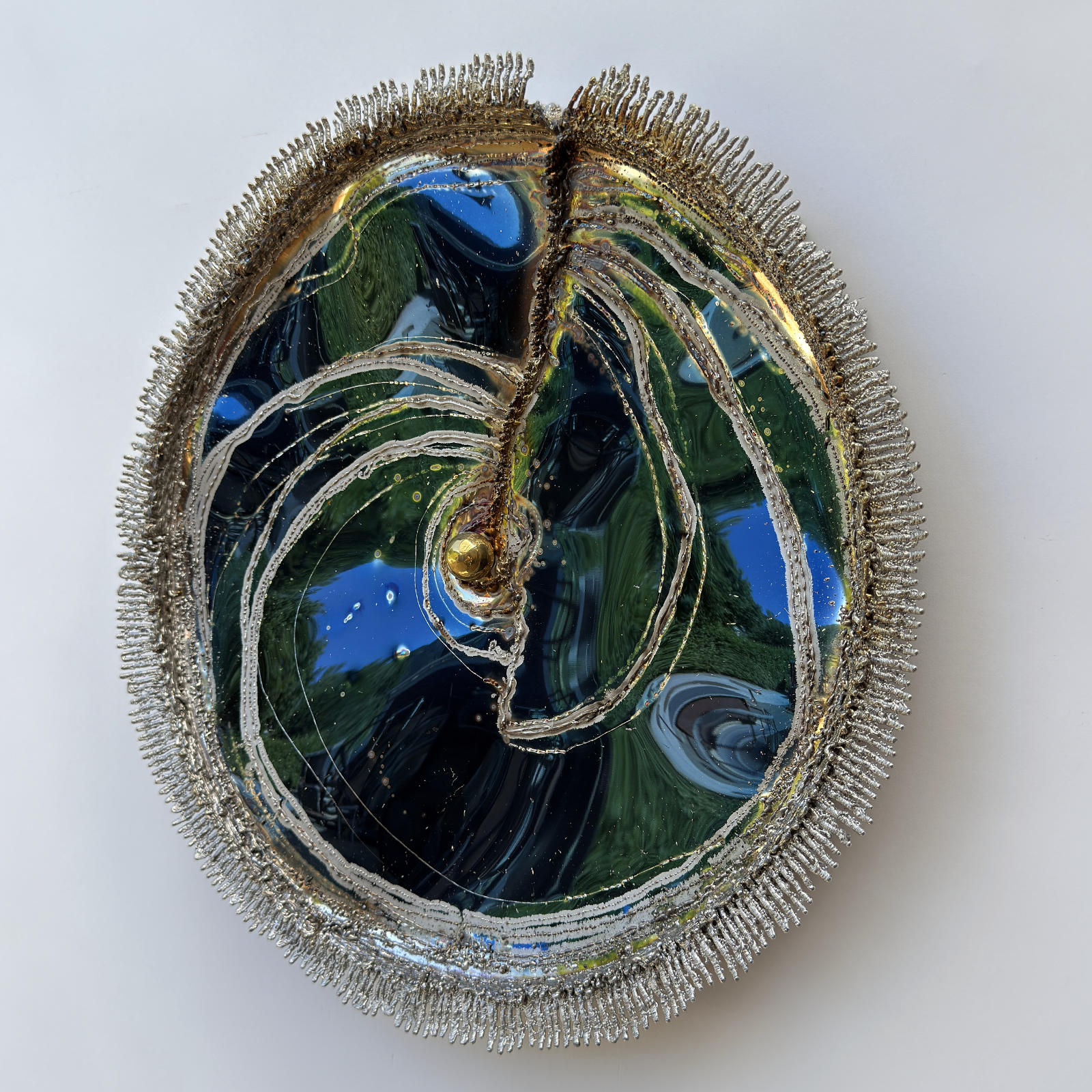 Contemporary Wall Sculpture of Blue Stainless Steel