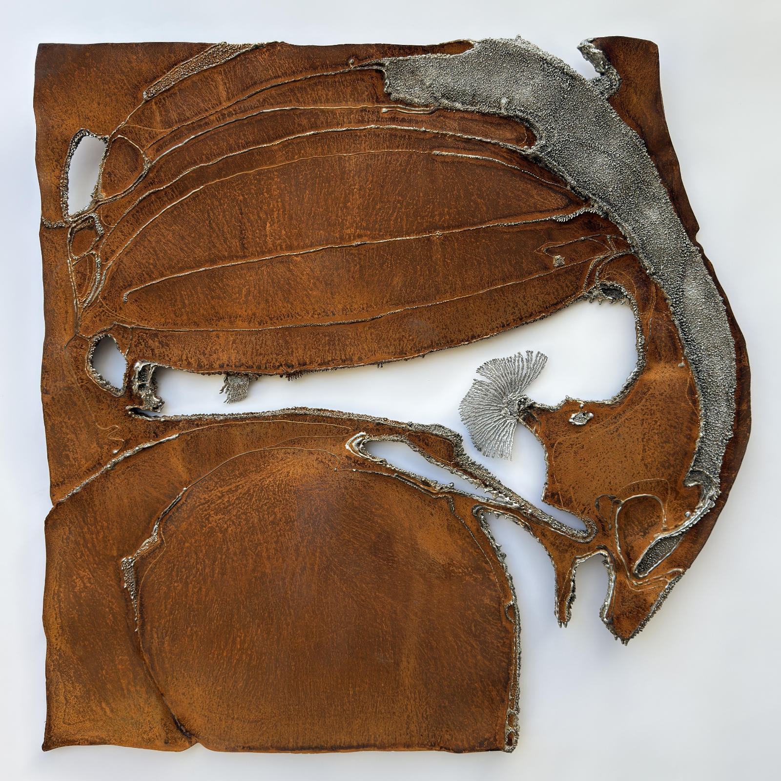Modern Wall Sculpture of Rusted Corten-Steel