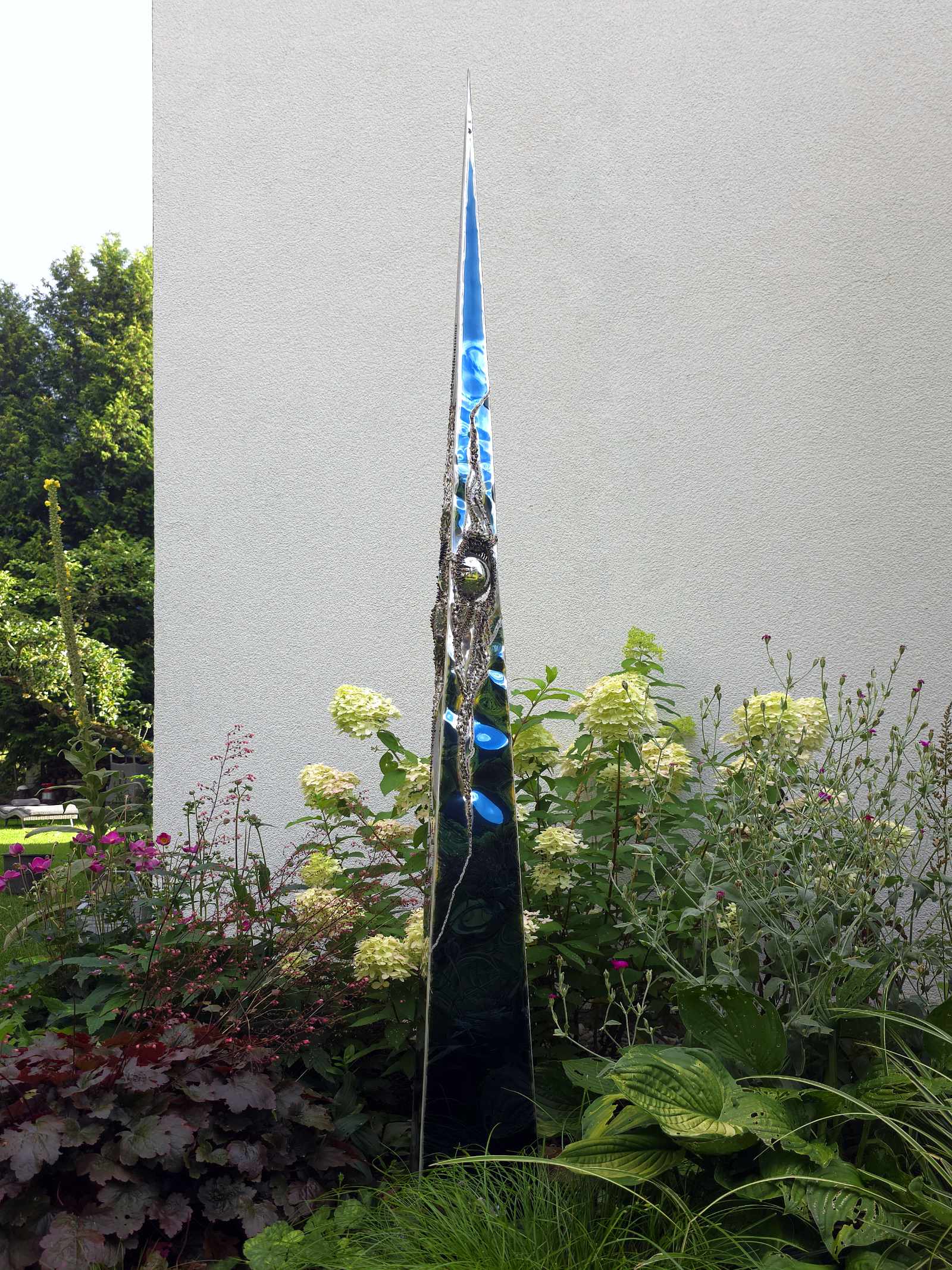 Modern Garden-Sculpture, Pyramid of Stainless Steel