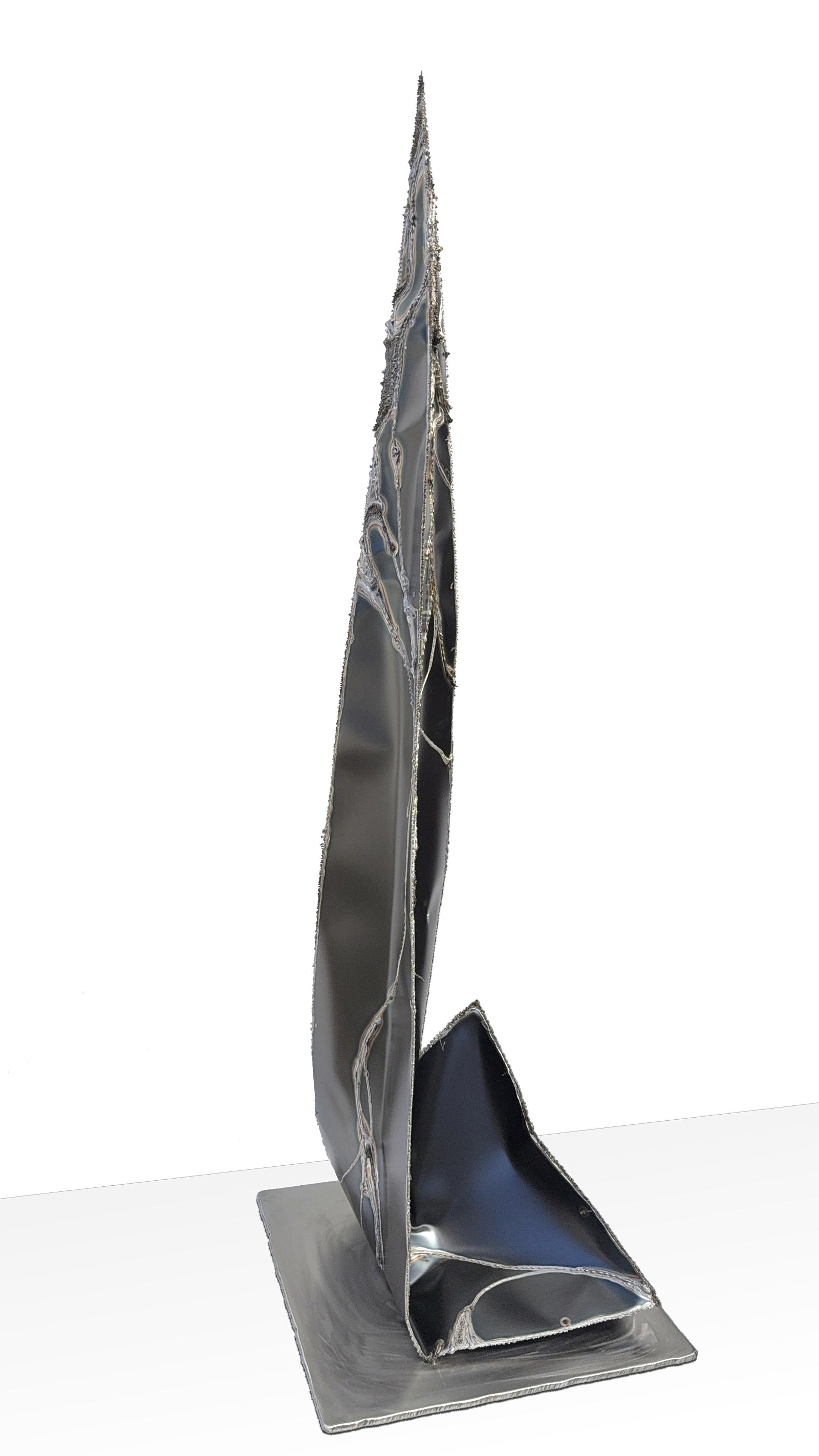 Modern Sculpture, Imploded Pyramid of Stainless Steel