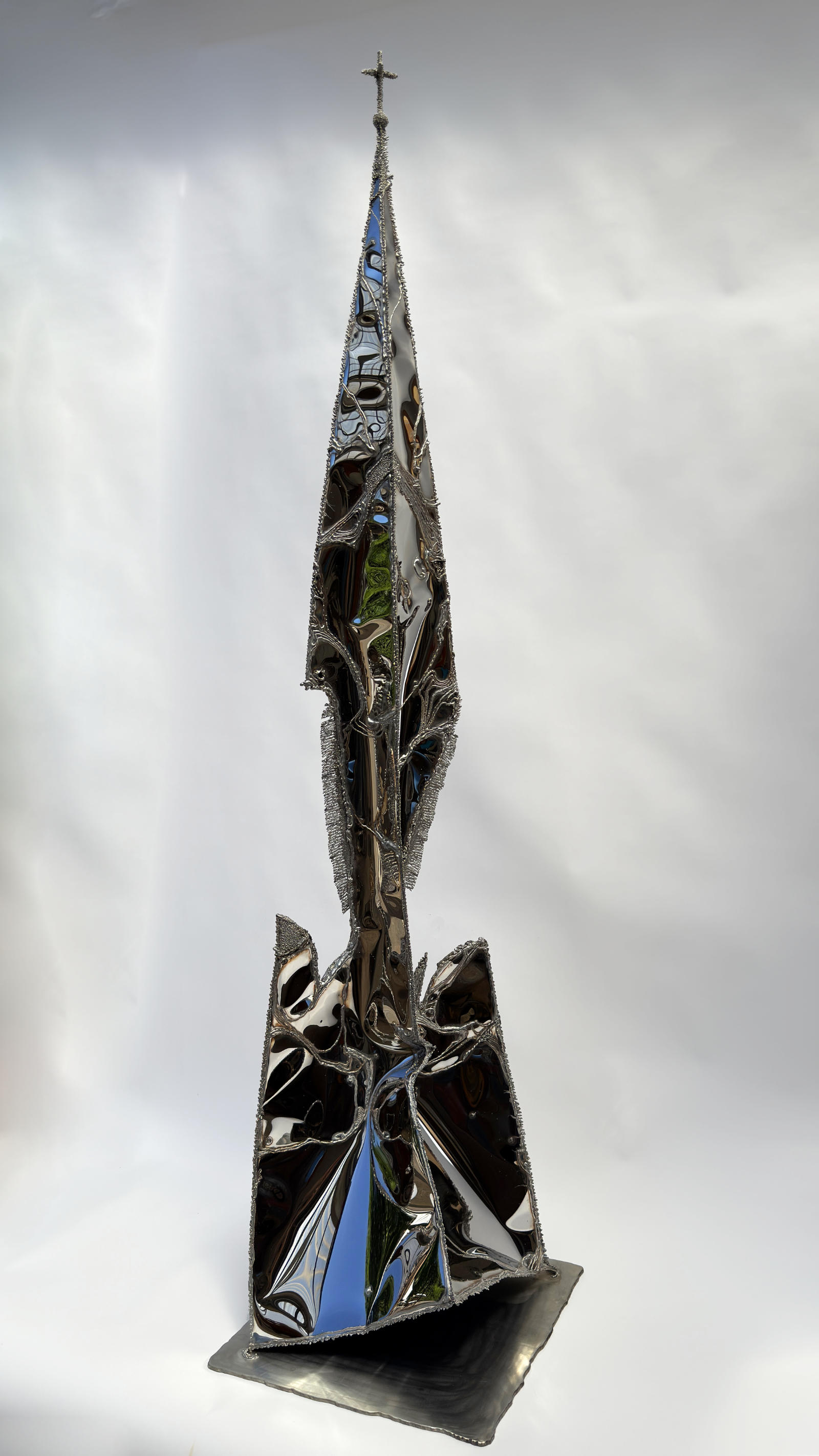 Modern, Spiritual Sculpture of Polished Stainless Steel